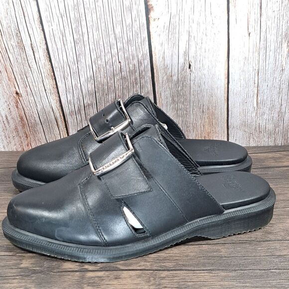 DR Martens Nyro Temperley Black Leather Slip on Mule Sandals w/Buckle Women's 6 - Picture 1 of 8